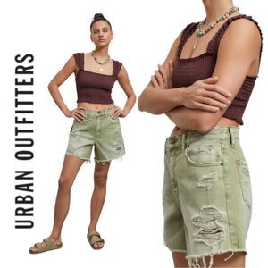 NEW BDG Urban Outfitters UO Moss Dropped-Rise Distressed Denim Shorts